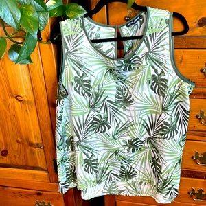 Mario Serrani dressy tank top with tropical leaves